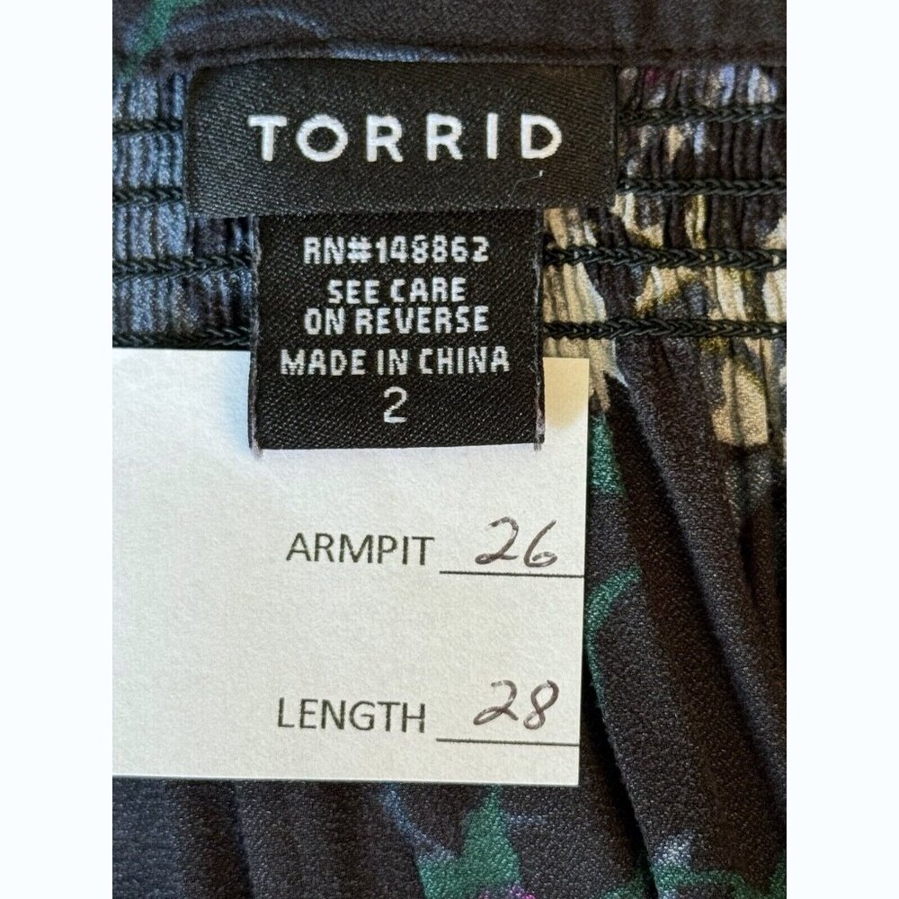 Torrid Womens 2X Floral Smocked Pleated Long Sleeve Tunic Top Whimsigoth - Picture 2 of 10